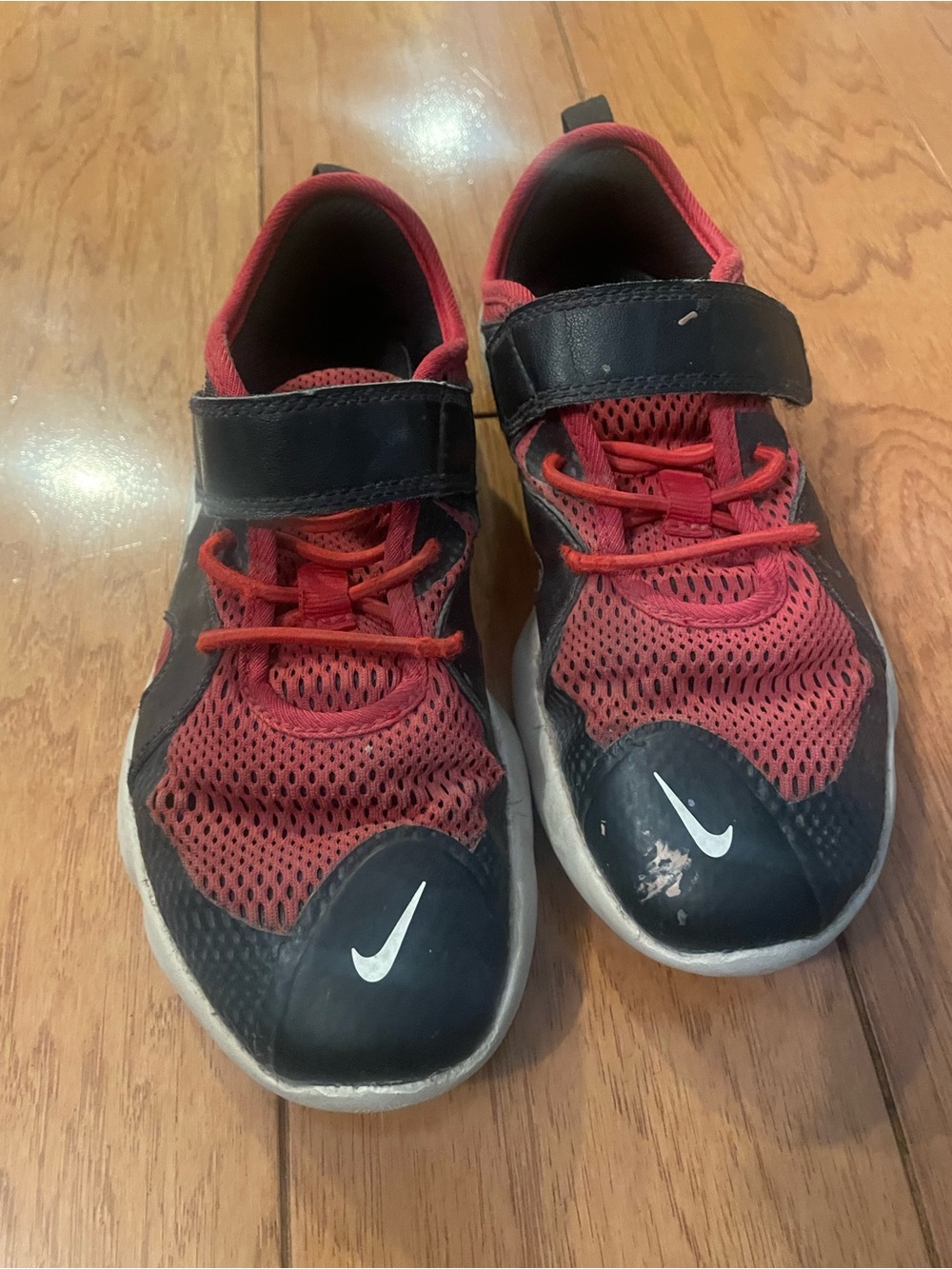 Nike Kids Red and Black Velcro Athletic Sneakers